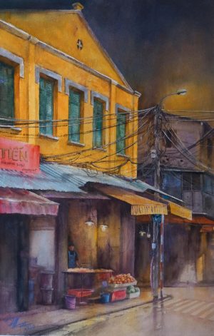 Sạp Hàng Dưới Ánh Đèn Cao Áp - Hoạ sĩ Đức Tiến