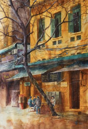 cafe vỉa hè - Hoạ sĩ Đức Tiến