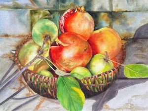 Quả Viên - Tranh màu nước trên giấy của họa sĩ Thanh Hà